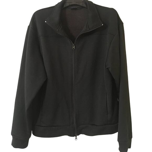 Vintage Gap Medium Jacket Black Dual Zipper Front Slip Pockets Mock Turtle Neck - Picture 1 of 5